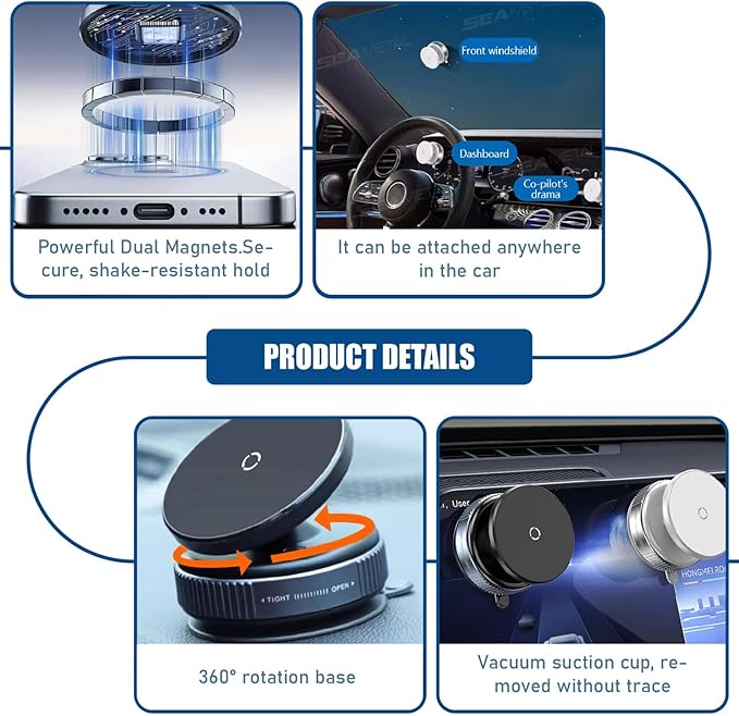 NOUVEAU SUPPORT DE TELEPHONE K009 ,MAGNETIQUE ,SUPER PUISSANT,ROTATIF 360°